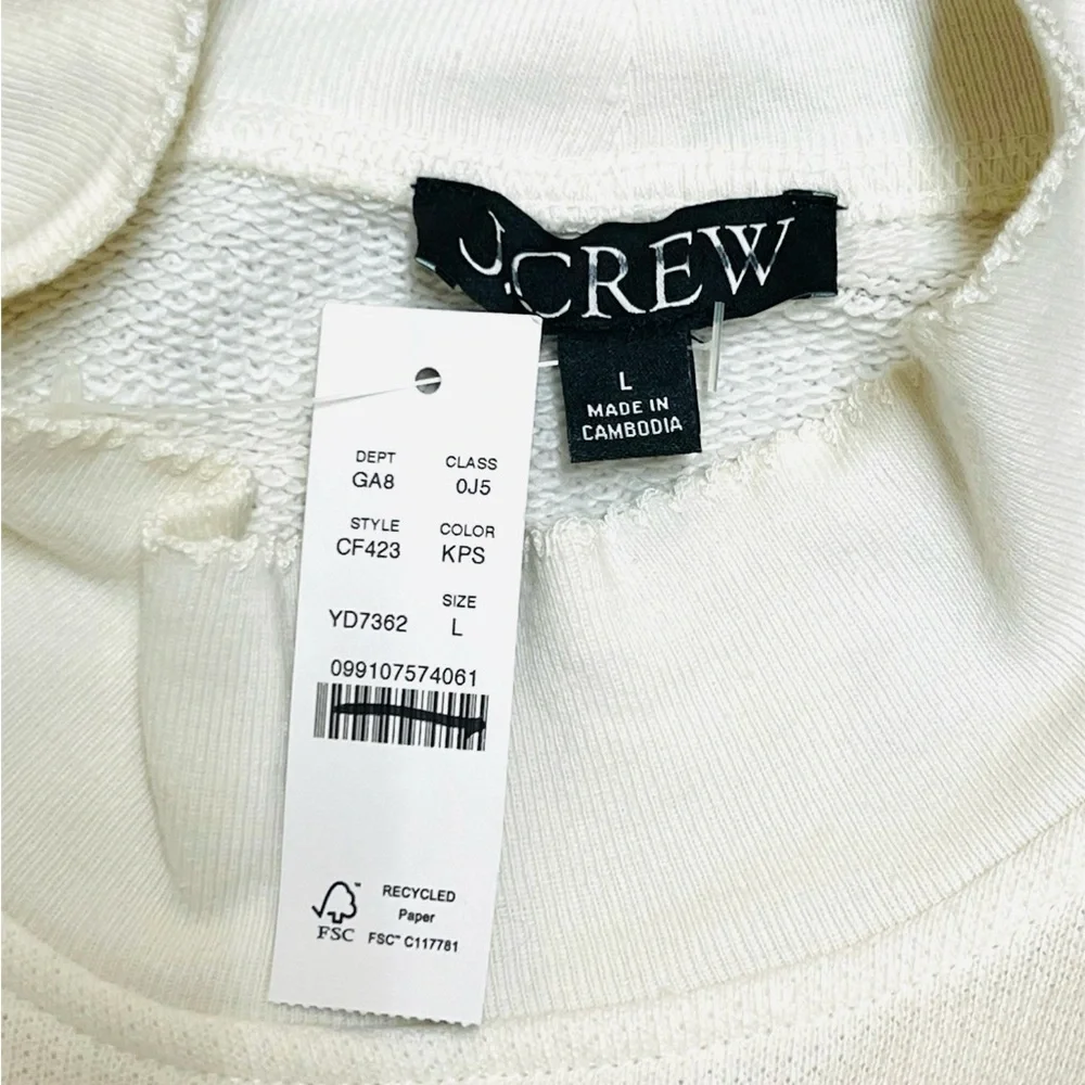 J.Crew Heritage terry mockneck sweatshirt in stripe size L NWT